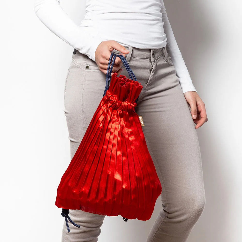 Write Sketch & - RED SATIN PLEATED BACKPACK
