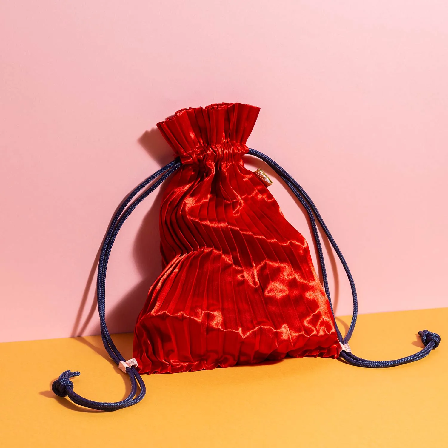 Write Sketch & - RED SATIN PLEATED BACKPACK